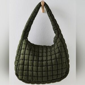 NWT Free People Printed Carryall Bag in Army Green